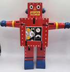 Rocky Red Robot Wood Posable Sculpture Toy 6.5"