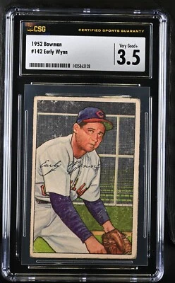 1952 Bowman #142 Early Wynn Cleveland Indians - CSG 3.5 VG+ - Image 1 of 2