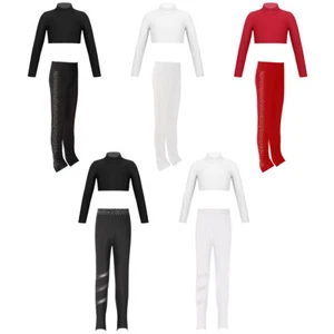 Kids Girls Tracksuit With Pants Sports Set Gymnastics Shirts Training Sweatsuit - Picture 1 of 63