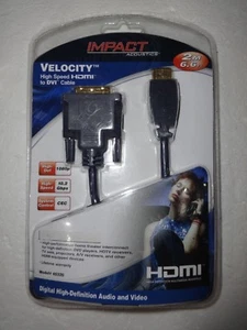IMPACT ACOUSTICS VELOCITY HIGH SPEED HDMI TO DVI CABLE 2M 6.6 FT **NEW** - Picture 1 of 2