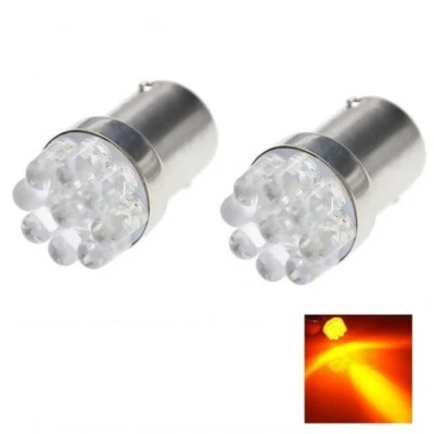 Ampoules R5W LED R10W Orange 9 SMD Veilleuses Clignotants Motos scooters ATV 12V - Photo 1/2