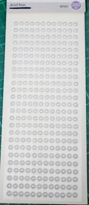 300pcs White Pearl Flat Back Self Adhesive 6mm Beads Craft Embellishments - image 1 of 2