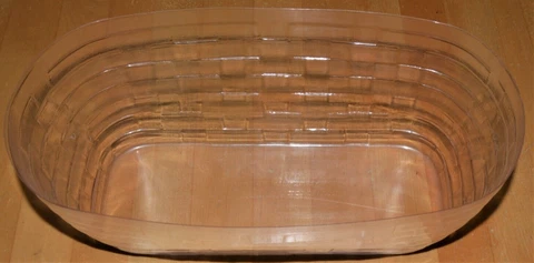 Longaberger vintage PLASTIC  OVAL Long Basket Liner #46906 12.5x6.5x4.75 Cover