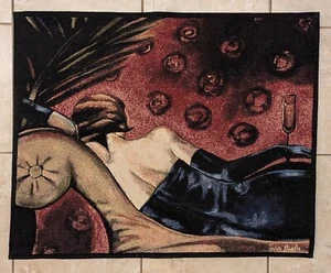Tricia Biddle Wall Tapestry Champagne Lounge Lady Hanging Art 32x26 Inches EC! - Picture 1 of 7