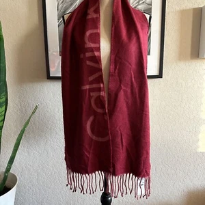 NEU Calvin Klein LOGO Fransen Schal Halstuch hell burgund - Bild 1 von 5