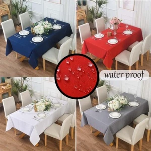Extra Large Rectangular Fabric Table cloth 150x300cm and 140x200cm 4 Colours - Picture 1 of 22