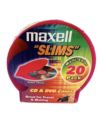 Maxell Fundas para CD/DVD Delgadas Multicolor Paquete de 20 5 mm de Grosor Nuevas en plástico Foto 1 de 4