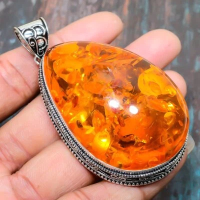 Baltic Amber Gemstone Handmade Jewelry Pendant 2.88" q610 - Image 1 of 4