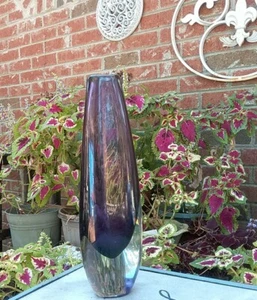 Vtg Strombergshyttan Sweden Sommerso Purple Glass Vase Artist Asta Stromberg  - Picture 1 of 13