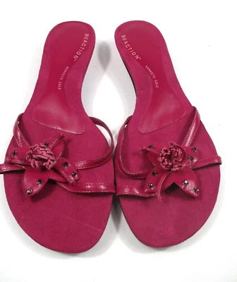 全新 Kenneth Cole 宝石 花凉鞋 小跟 Fuchsia 尺寸 8.5 — 第 1/4 张图片