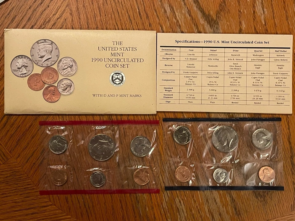 Juego de 10 monedas P&D 1990 como nuevo sin circular OGP sobre original BU Foto 1 de 1