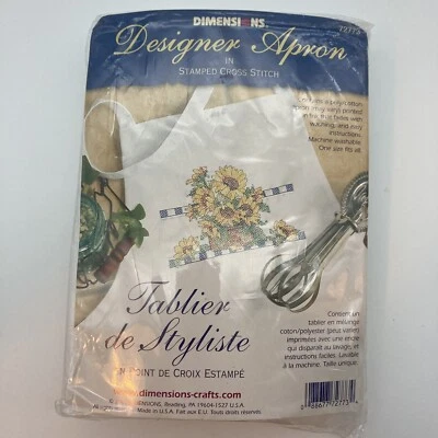 NEW Dimensions Designer Apron "Sunflower" #72773 Stamped Cross Stitch Sealed - Image 1 of 4