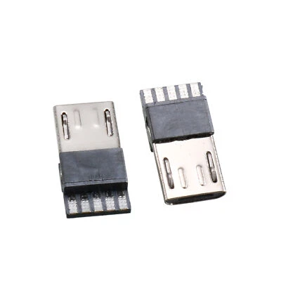 10Pcs Micro USB Male Type B 5Terminal Jack Port Solder Connector 13.4x7.1x3.1mm - Image 1 of 4