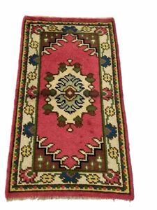 7466-Vintage Handmade Afghan Tribal Pure Wool Baluchi Rug 120x71 Cm