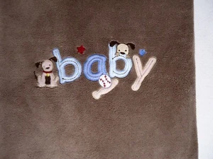 Just Born Baby Blanket Brown Plush Fleece Puppy Baseball Boy Security HTF - Picture 1 of 3