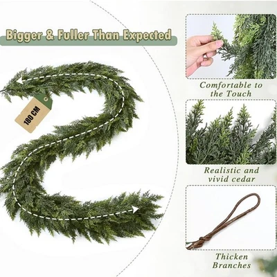 Guirnalda de cedro artificial 72" con 20 piñas artificiales 2 piezas Foto 1 de 4