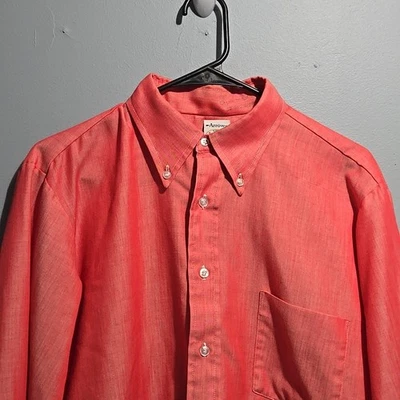 Vtg Arrow Shirt Mens 16/32 Red Button Down The Traditionals Dacron Made USA - Image 1 of 4
