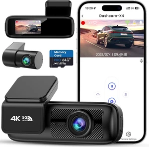 Dash Cam Auto 4K+1080P, Telecamera Anteriore E Posteriore, Dashcam Auto Con SD 6 - Foto 1 di 12