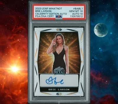 2023 Leaf Metal Whatnot Celebrity Prismatic White Brie Larson /3 PSA 10 AUTO 10 - Image 1 of 2