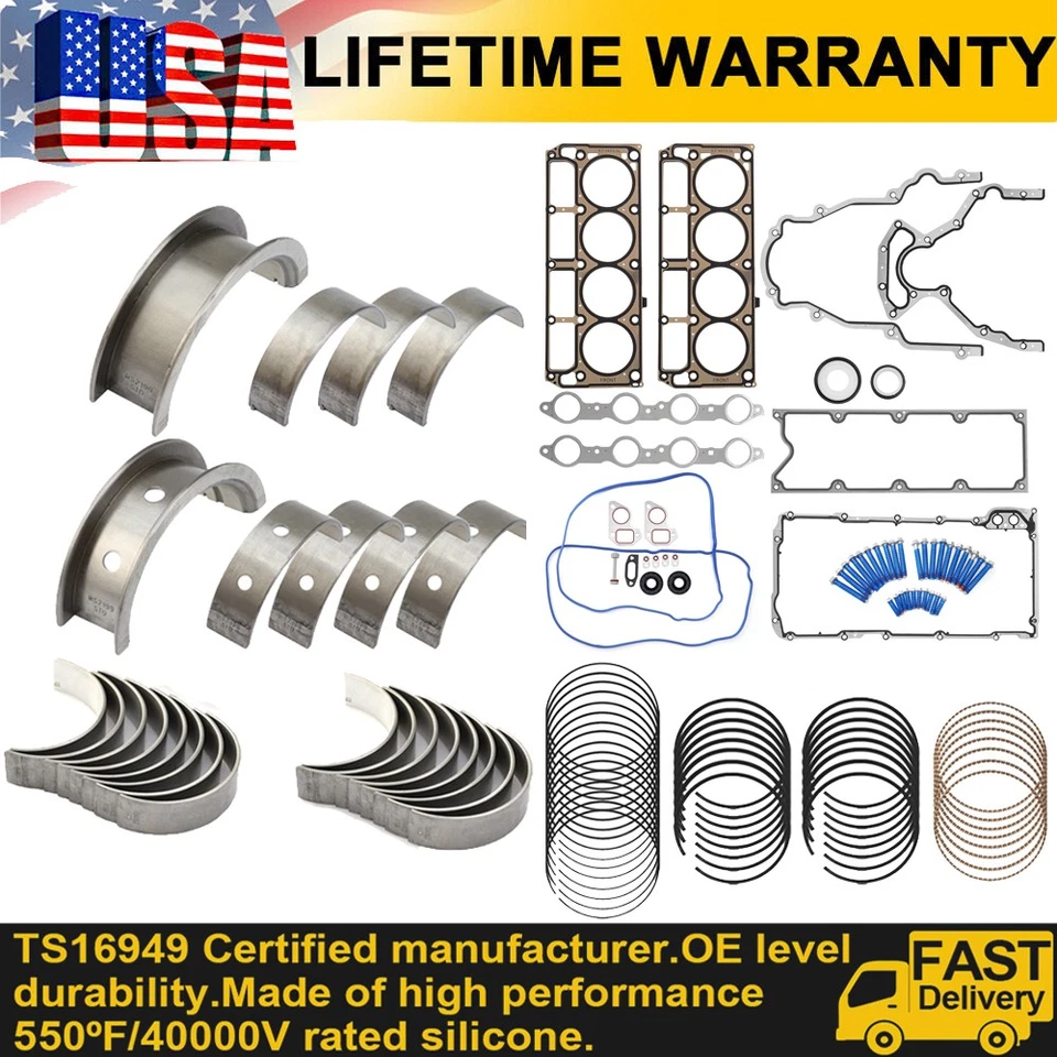 Kit de anel e junta de reconstrução de motor para Chevrolet GM SIERRA LS1 LS6 4.8L 5.3L 5.7L - Imagem 1 de 4