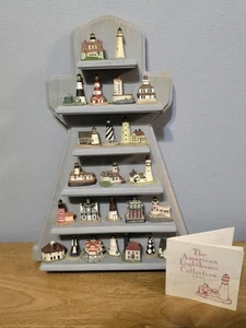 Lenox American Lighthouse Miniature Collection Of 24 With Wooden Hanging Shelf - Picture 1 of 12