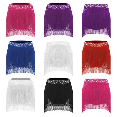 Kids Girls Fringe Dance Skirt Tango Latin Ballroom Salsa Rumba Skirts Dancewear - Image 1 of 3