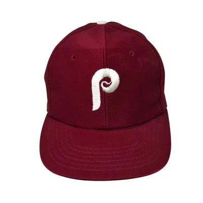 Vintage Philadelphia Phillies Burgundy UII Plain Logo Snapback Hat  - Image 1 of 4