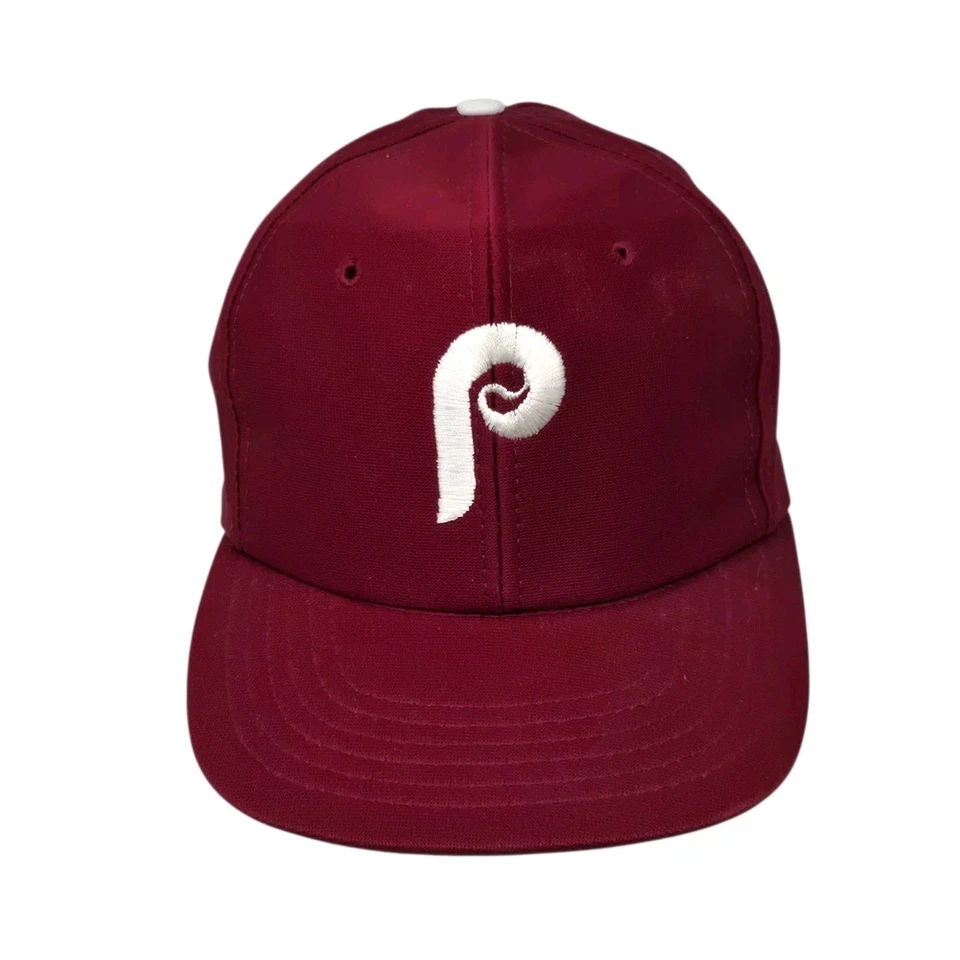 Vintage Philadelphia Phillies Burgundy UII Plain Logo Snapback Hat  - Image 1 of 4