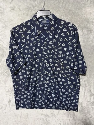 VTG Polo Ralph Lauren Men’s L Hawaiian Camp Shirt Blue Geometric Loop Collar USA - Image 1 of 4