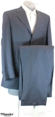 Traje Pronto Uomo Super 100's Italia Gris 2 Piezas 3 Btn 42R Frentes Plisados 34" W Foto 1 de 4