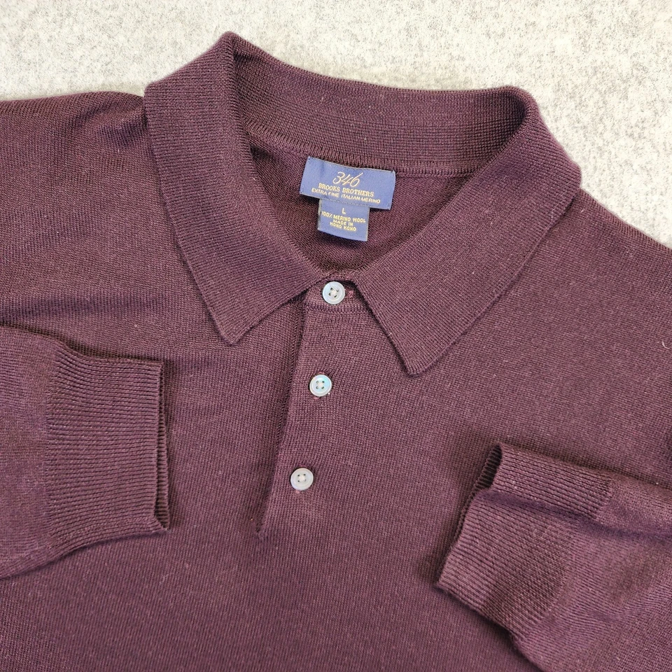 Brooks Brothers 346 Lana Merino Polo Cuello Suéter Para Hombres L Pullover Granate Foto 1 de 4
