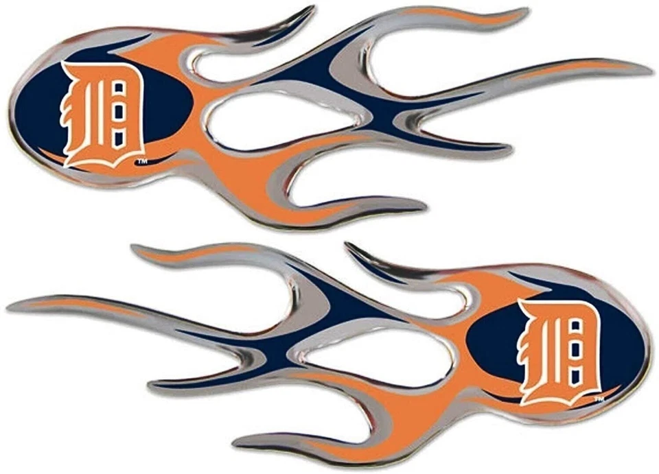 Detroit Tigers Pair of Decal Sticker Emblem, Air Puffed Raised, Micro Flame... - Image 1 of 1
