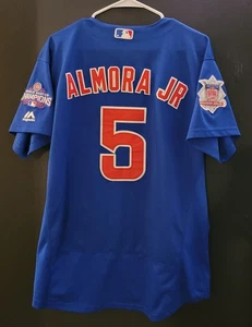 Chicago Cubs #5 Almora Jr. blue jersey with World Series patch - Picture 1 of 2