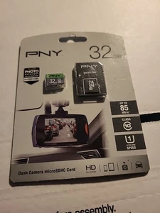 PNY 32GB Elite Class 10 U1 microSDHC Flash Memory Card for Dash Cam Camera - Picture 1 of 3