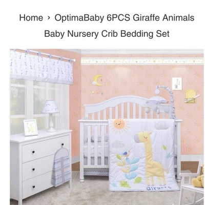 OptimaBaby Juego de 6 piezas Safari Jirafa Cuna Ropa de Cama para Niñas Multicolor Foto 1 de 2