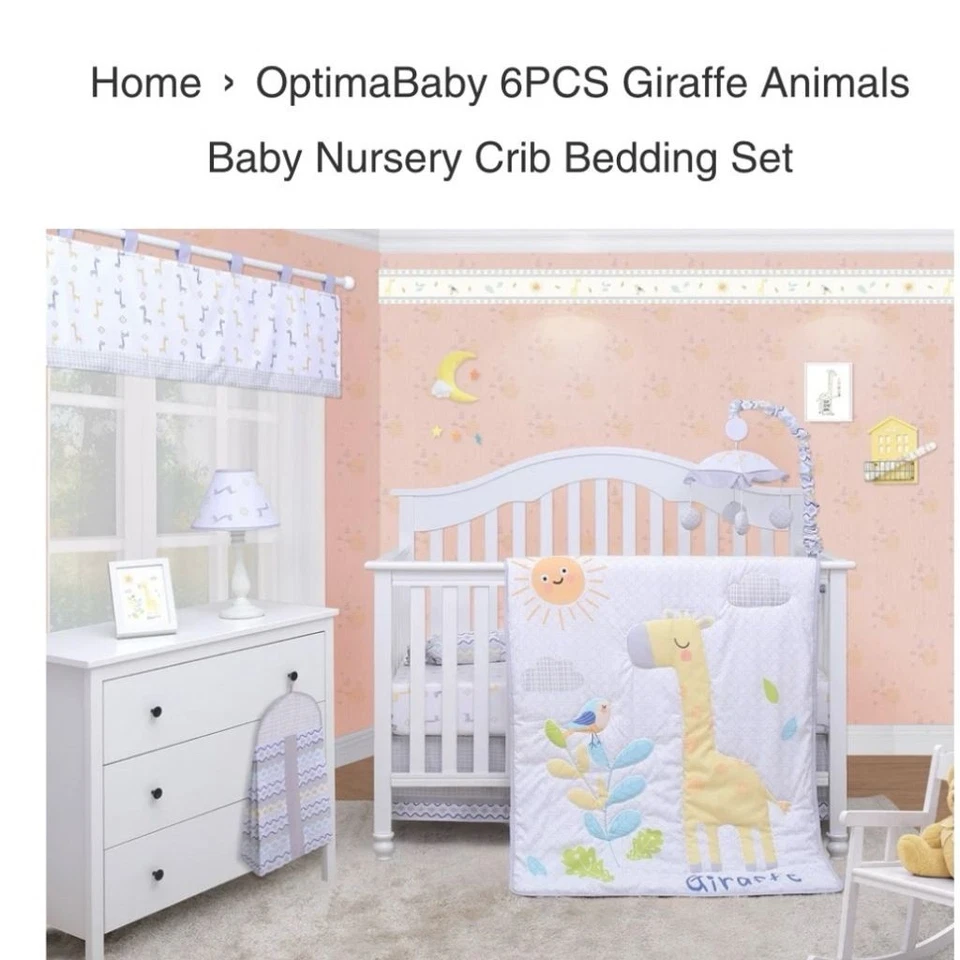 OptimaBaby Juego de 6 piezas Safari Jirafa Cuna Ropa de Cama para Niñas Multicolor Foto 1 de 2