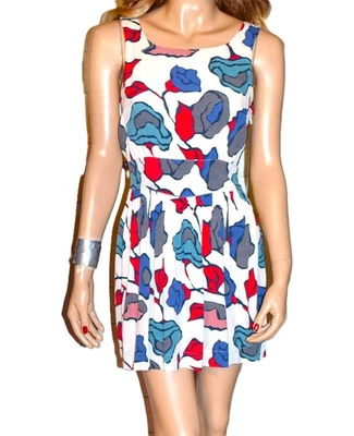 Cooperative 红色蓝色花卉波西米亚裙 6 — 第 1/4 张图片