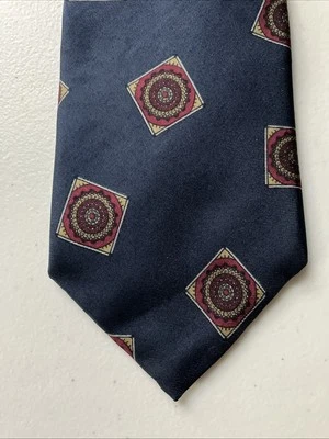 Corbata Harve Benard Para Hombres Vintage Seda Pura Azul Marino Medallón Ancho Clásico Foto 1 de 3