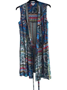 MONSOON Womens Wrap Dress Blue Viscose vibrante Pattern Knee Length UK 14 - Picture 1 of 6