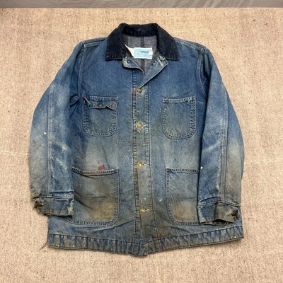 Vintage Sears Denim Chore Jacket Mens XL Blue 1970s Blanket Lined USA - Image 1 of 4