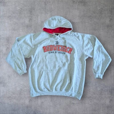 Sudadera con capucha vintage Budweiser King Of Beers gris con rojo talla grande 2006 Boxy Bud Foto 1 de 4