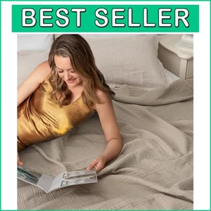 Chic Minimalist King Size 100% Cotton Blanket - 108"x90" for Comfort & Style - Picture 1 of 10