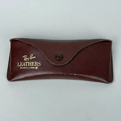 Ray Ban Leathers Bausch Lomb Brown Leather Sunglass Case Snap Closure - Image 1 of 4