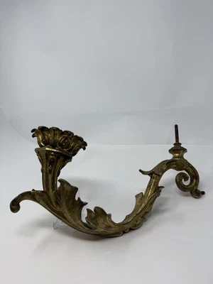 Antique Art Nouveau Brass Chandelier Light Fixture Sconce Bridge Arm Lamp Part - Image 1 of 4