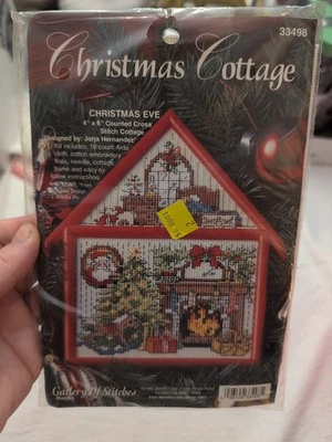 Cross Stitch Bucilla/Kooler"Christmas Eve"Cottage House Kit NIP 4x6" 33498 READ - Image 1 of 4