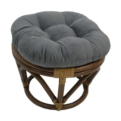 Furniture Piece Rattan Ottoman with Micro Suede Cushion - Image 1 of 3