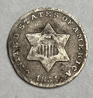 1851 - 3 Cent Trime - Smallest US Coin - Exact Coin Imaged #3C85 - Image 1 of 2