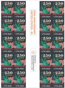 250TH ANNIVERSARY UNITED STATES STICKERS COMPLETE SHEET #3 - Picture 1 of 1