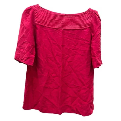 Blusa para mujer Banana Republic L rosa 100 % seda cuello barco manga corta forrada suave Foto 1 de 4