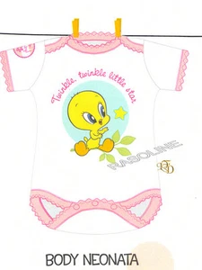 BODY NEONATO TWEETY BABY TITTI 6-12-24 mesi BASSETTI - Bild 1 von 1
